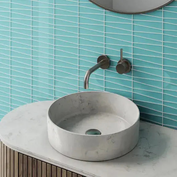 Shop Island Stone Waveline Azure Gloss 12-3/4 x 12-5/8 | Artistic Tile & Stone