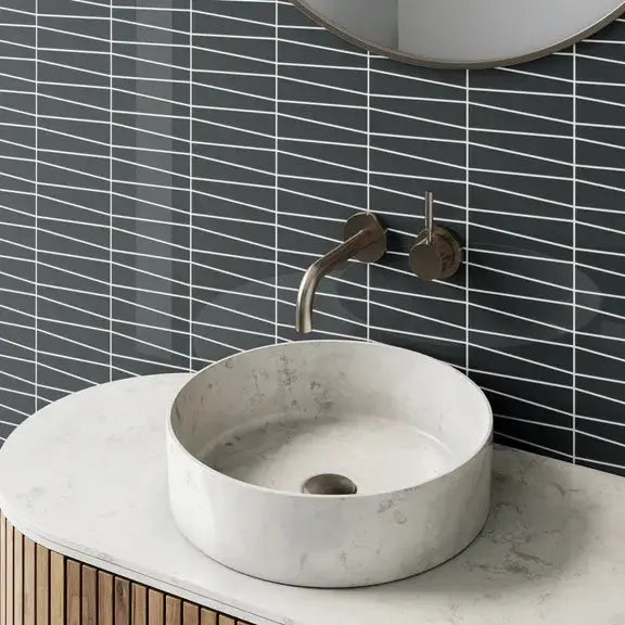Shop Island Stone Waveline Graphite Gloss 12-3/4 x 12-5/8ÃƒÆ’Ã¢â‚¬Å¡Ãƒâ€šÃ‚Â |ÃƒÆ’Ã¢â‚¬Å¡Ãƒâ€šÃ‚Â ÃƒÆ’Ã¢â‚¬Å¡Ãƒâ€šÃ‚Â  Artistic Tile & Stone