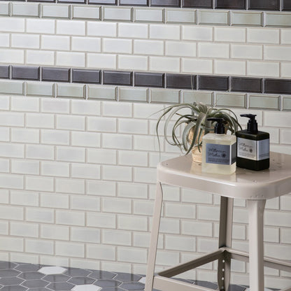 Shop Cepac Contour CON-1B Glossy White Beveled 1-3/4 x 3-3/4 |   Artistic Tile & Stone