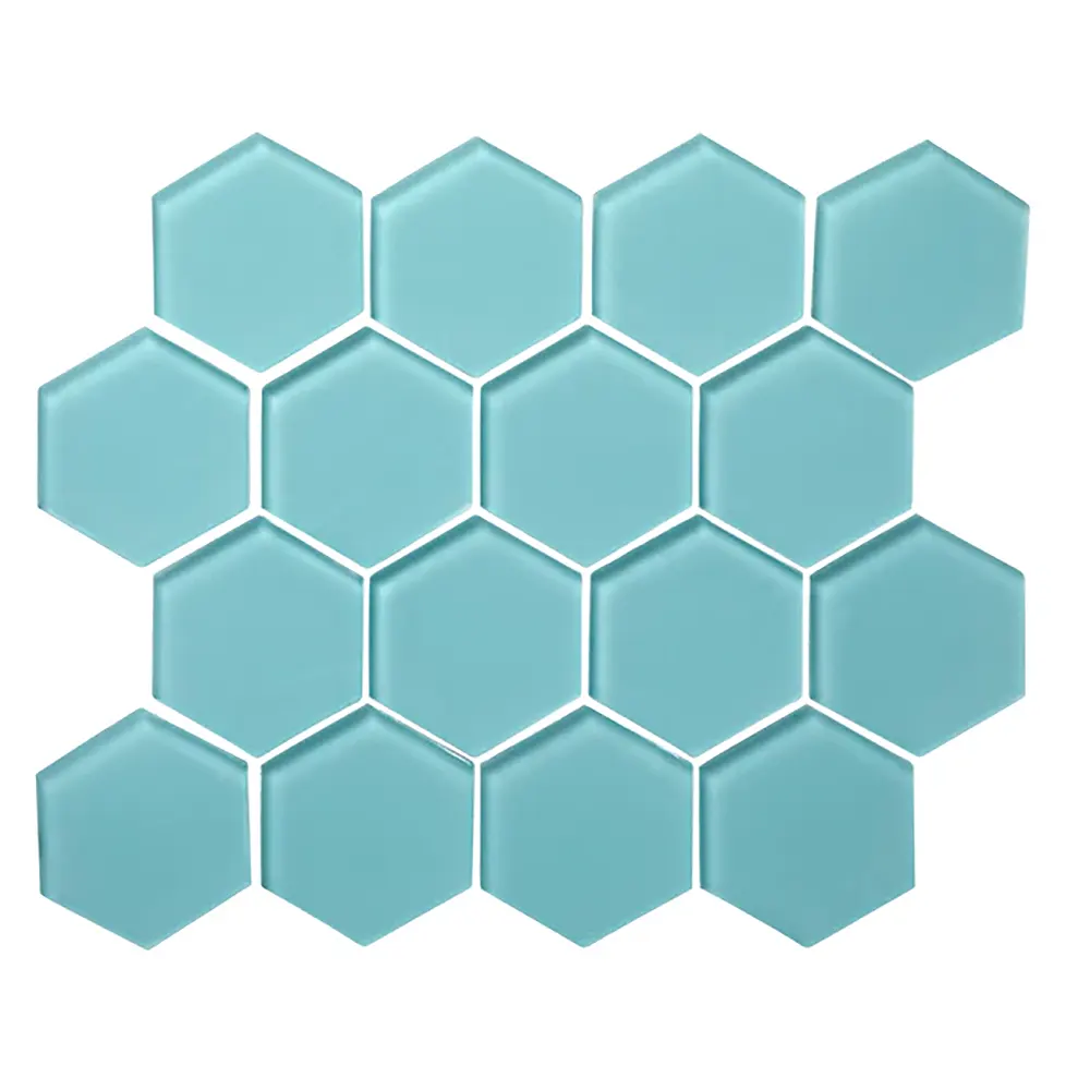 Shop Sample -  Island Stone Glass Hex Azure Matte 10-1/4 x 11-3/4 |   Artistic Tile & Stone