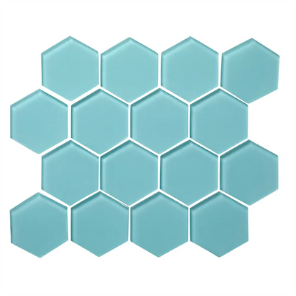 Shop Sample -  Island Stone Glass Hex Azure Matte 10-1/4 x 11-3/4 |   Artistic Tile & Stone