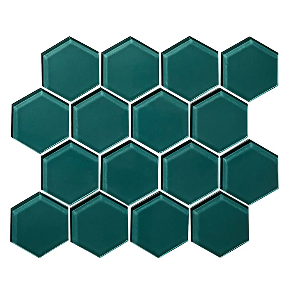 Shop Sample -  Island Stone Glass Hex Lagoon Gloss 10-1/4 x 11-3/4 |   Artistic Tile & Stone