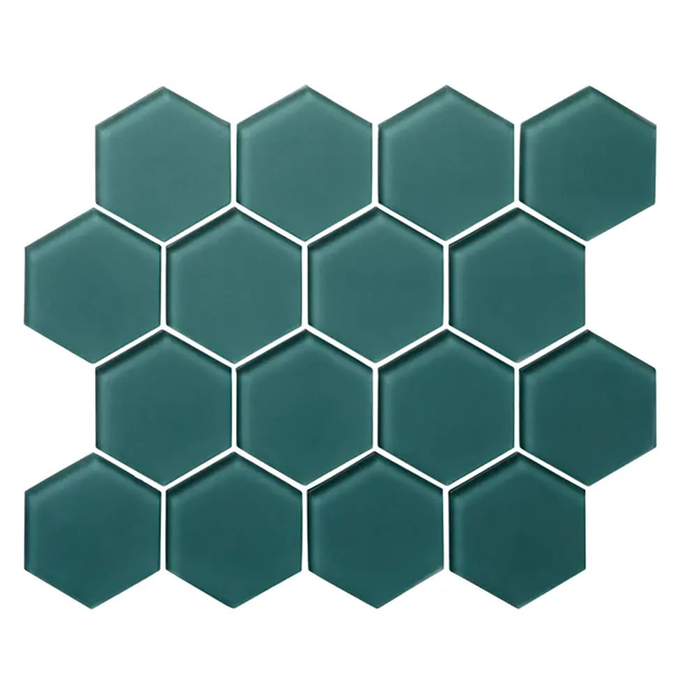 Shop Sample -  Island Stone Glass Hex Lagoon Matte 10-1/4 x 11-3/4 |   Artistic Tile & Stone