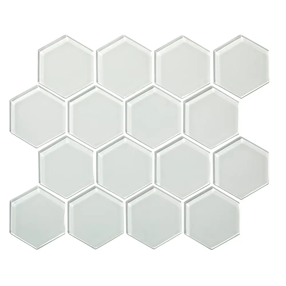 Shop Sample -  Island Stone Glass Hex Pure Silk Gloss 10-1/4 x 11-3/4 |   Artistic Tile & Stone