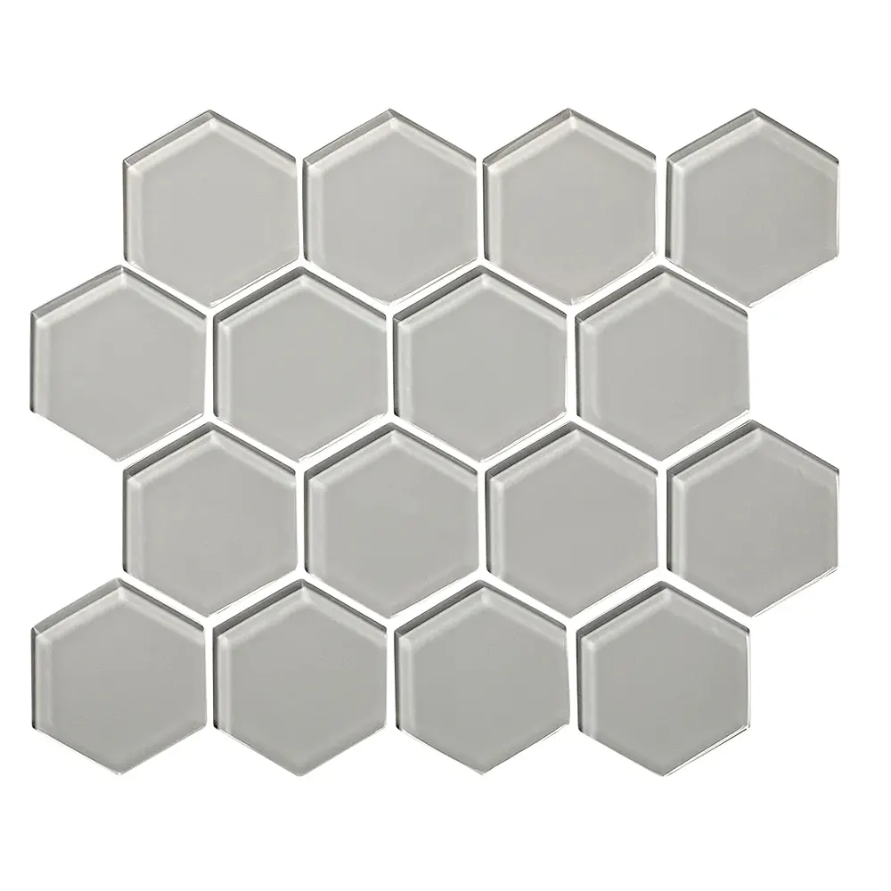 Shop Sample -  Island Stone Glass Hex Tule Gloss 10-1/4 x 11-3/4 |   Artistic Tile & Stone