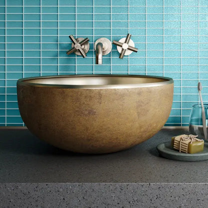 Island Stone Glass Cascade Azure 1x2 Mosaic