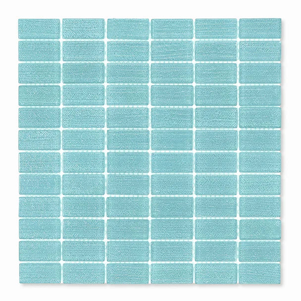 Island Stone Glass Cascade Azure 1x2 Mosaic