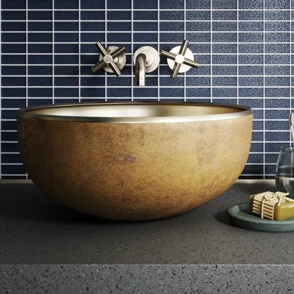 Island Stone Glass Cascade Midnight 1x2 Mosaic