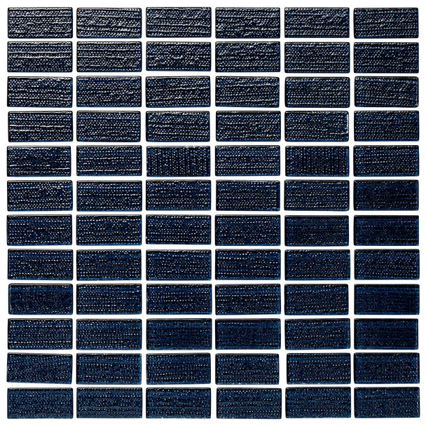 Island Stone Glass Cascade Midnight 1x2 Mosaic