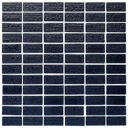 Island Stone Glass Cascade Midnight 1x2 Mosaic