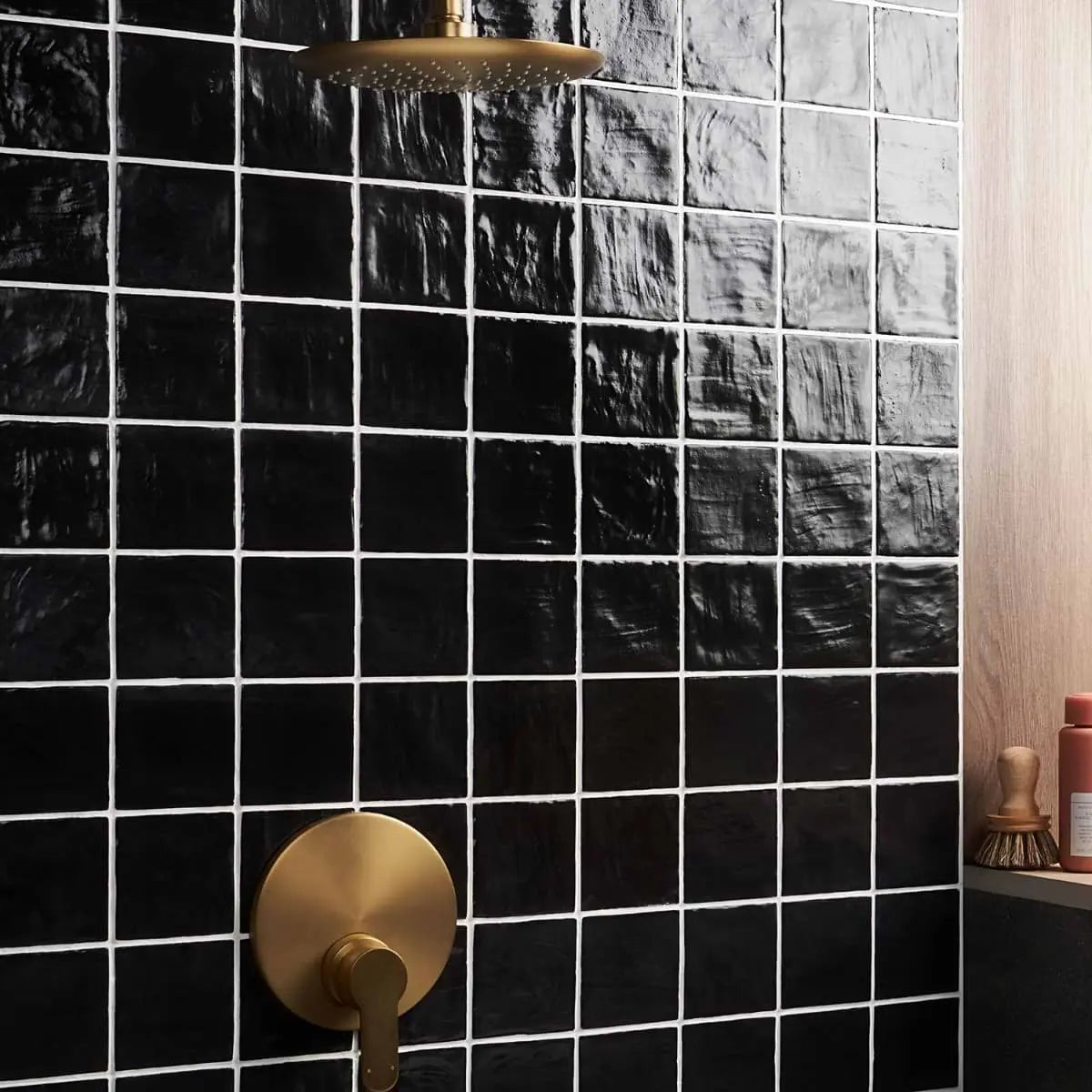 Shop SOHO Myorca Zellige Look Black Satin 4x4 |   Artistic Tile & Stone